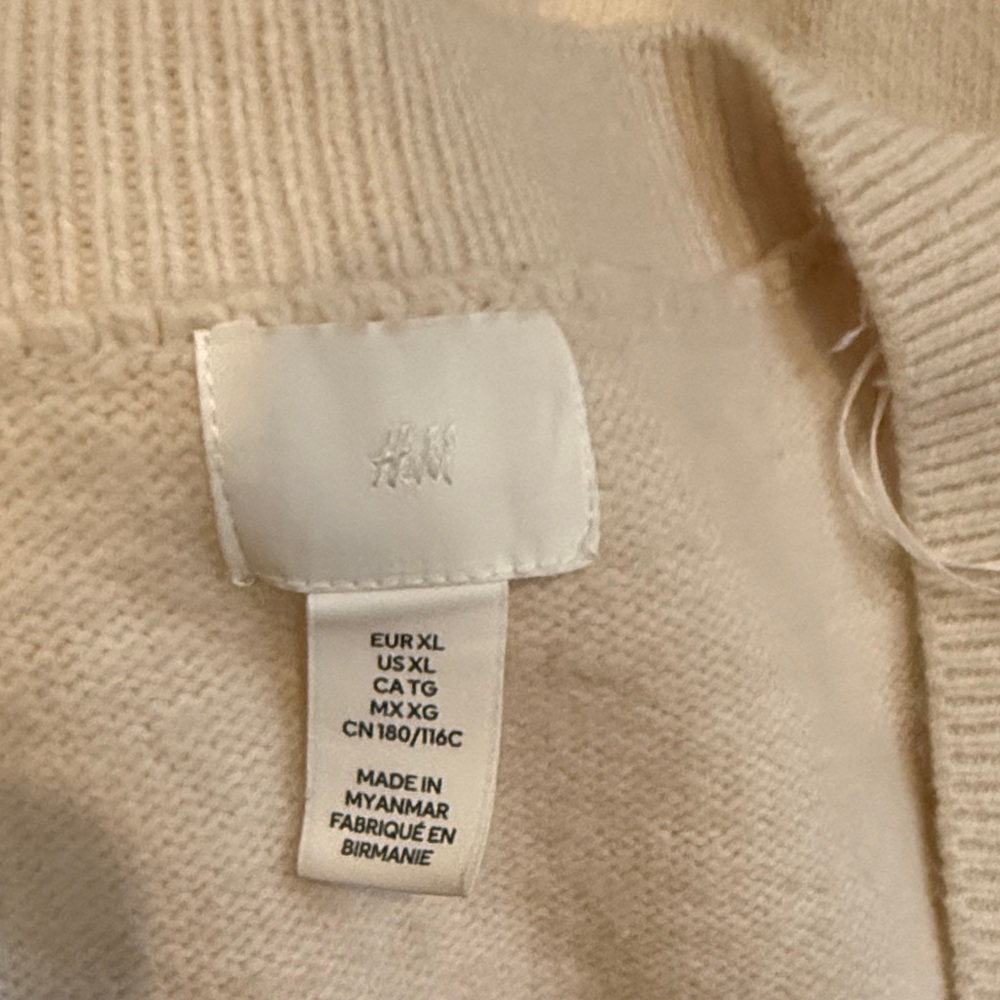 H&M Soft Cream Ribbed Knit Sweater